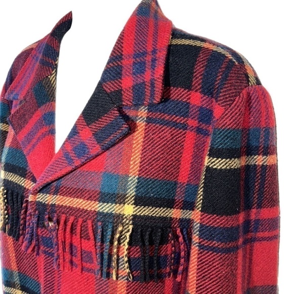 Vintage Lizwear Lambswool Mohair soft Fringe Lined Lightweight Plaid Jacket 8P - Picture 6 of 12